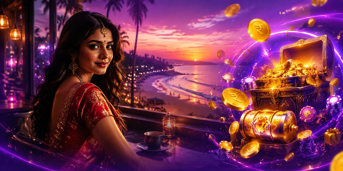 Scenic view of Goa Beach with relaxed players enjoying mobile betting